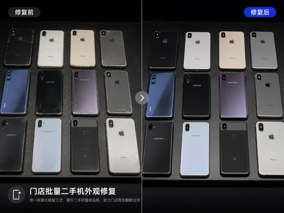 门店批量二手机外观修复 修复前后完整对比图